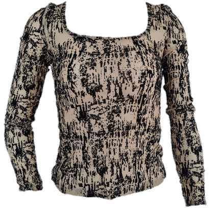 Printed square neck blouse with long sleeves