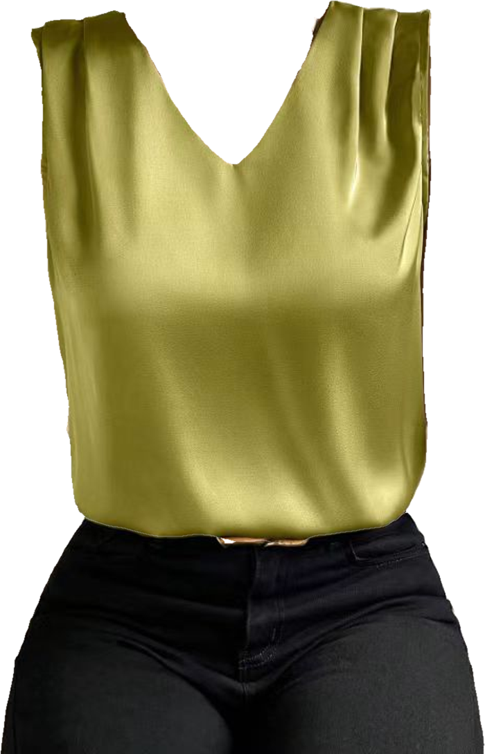 2026 Amazon European and American Cross-Border Women's Clothing Satin Suit Sleeveless Elegant Commuter Vest Base Top (Preprocessed)