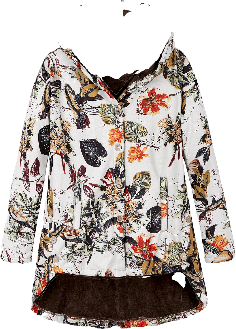 Amazon Women's European and American Button Plush Top Irregular Fashion Brand Thickened Composite Mid-length Cotton Jacket 9953 (Preprocessed)