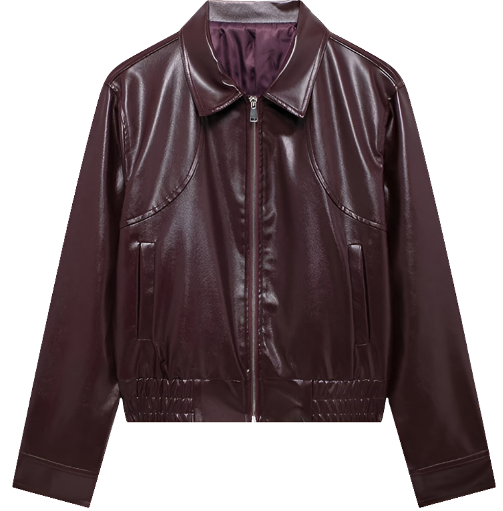 Discover Your Perfect Style! Try the Red PU Bomber Jacket Now with Our Virtual Try-On App!