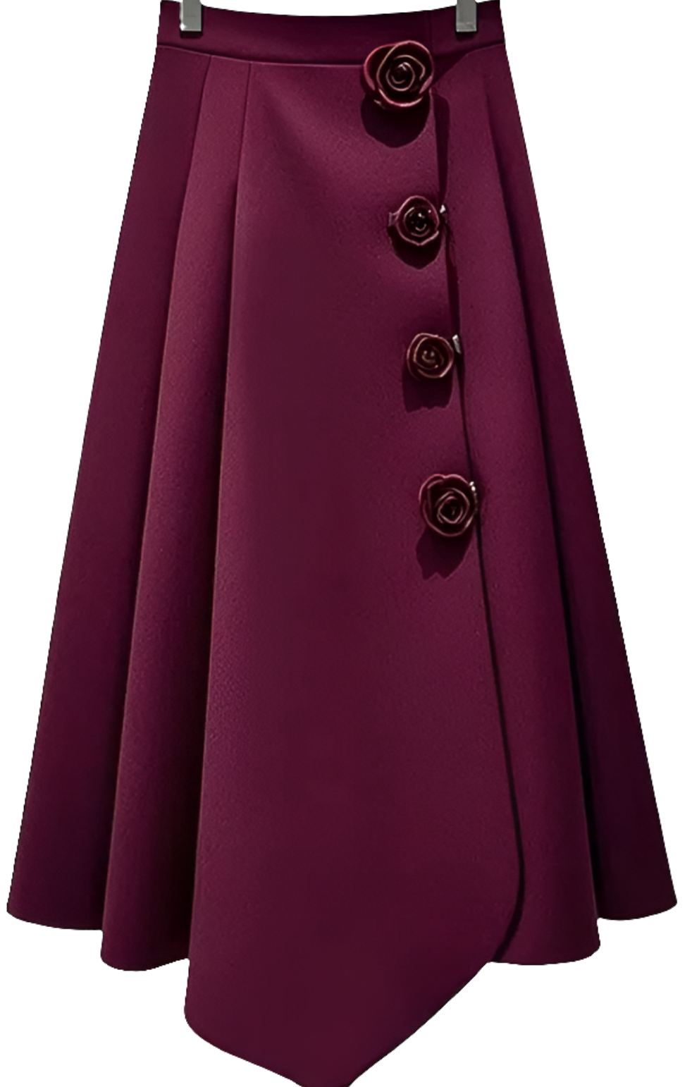 Elegant 2024 Red A-line High Waist Skirt – Playful Korean Autumn Style