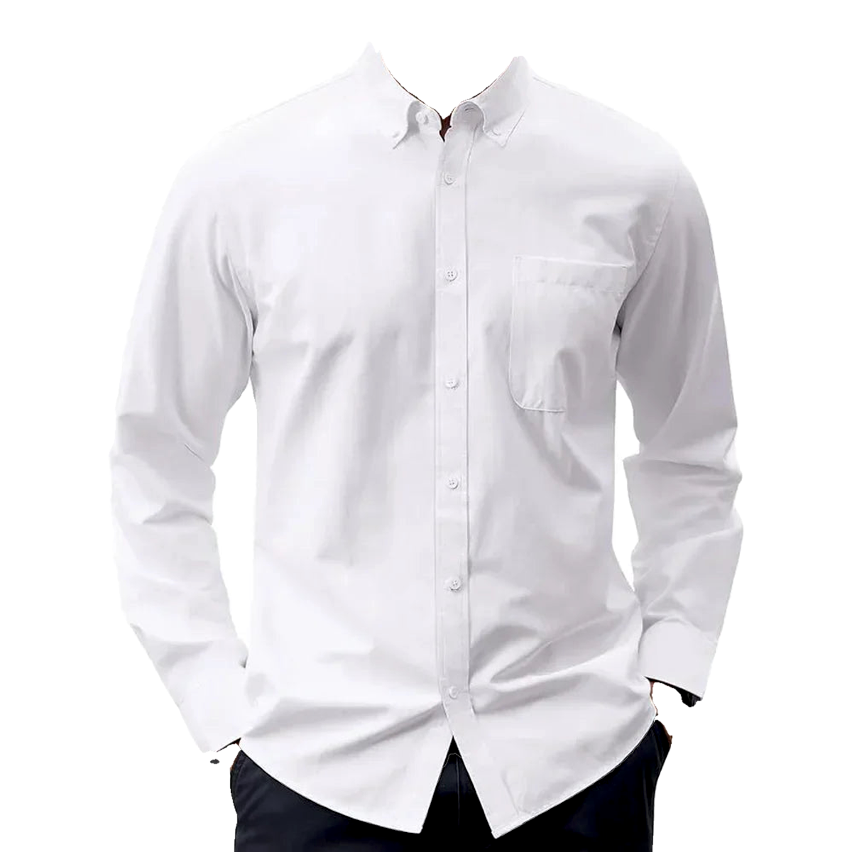 Men's Oxford Shirt, Long Sleeve, Solid Color with Pockets | Button Up Shirt for Men - New Zealand, Strylez Try-On (Preprocessed)