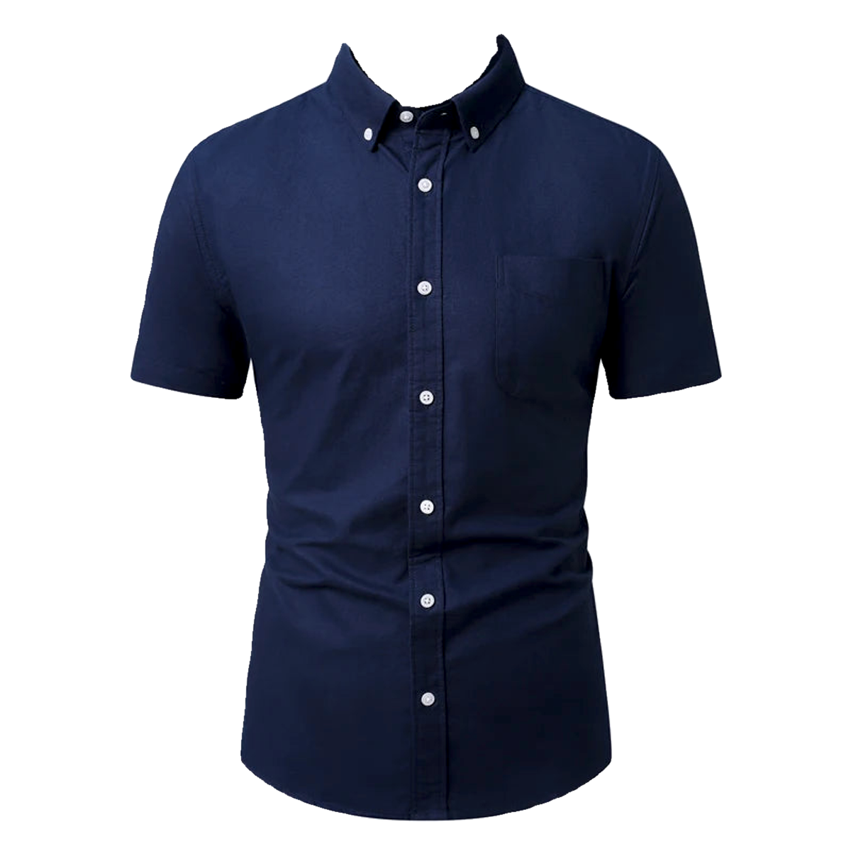 Men's Oxford Short Sleeve Shirt - Slim Fit Button-Down, Casual Summer Top, Breathable & Comfortable - New Zealand | Strylez Virtual Try-On (Preprocessed)