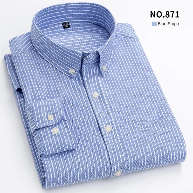 Hot solid color casual Oxford shirt men's fashion slim business long-sleeved shirt wholesale, street clothing, shirts for men