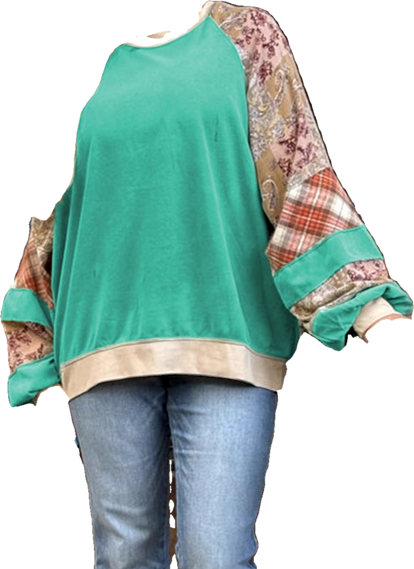 Shiying European and American Loose Large Size Raglan Sleeve Pullover Sweatshirt for Women Autumn and Winter New Floral Patchwork Long-Sleeved Women's Tops (Preprocessed)