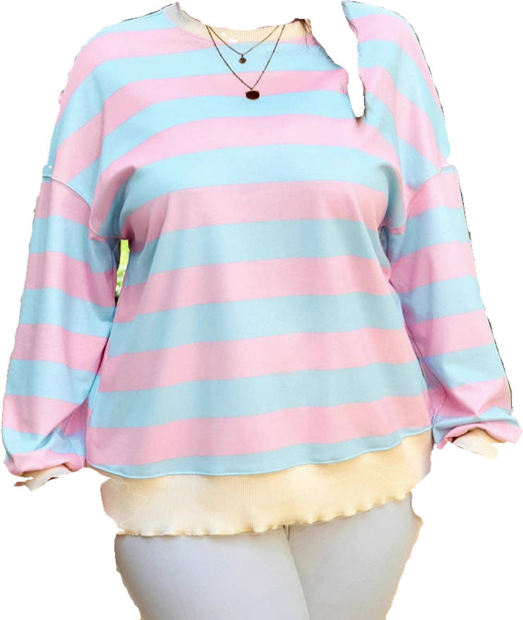 Trendy Plus Size Pullover Sweatshirt for Women, Long Sleeve Knitted Pullover, European and American Style, Loose Fit, Color Block, Crew Neck, New Top (Preprocessed)