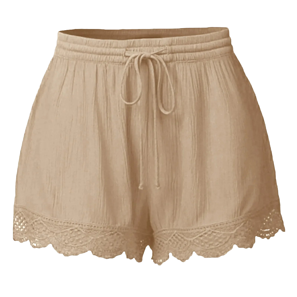 Women’s Plus Size Lace Trim Drawstring Lounge Shorts for Summer Running