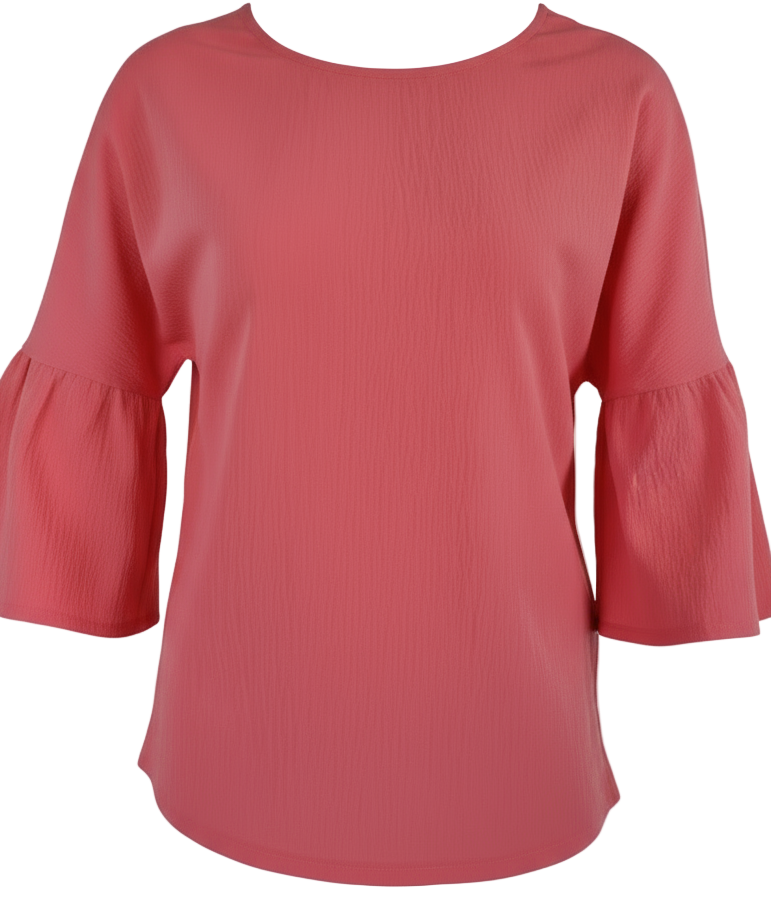 Solid Flare Sleeve Blouse in stunning watermelon pink