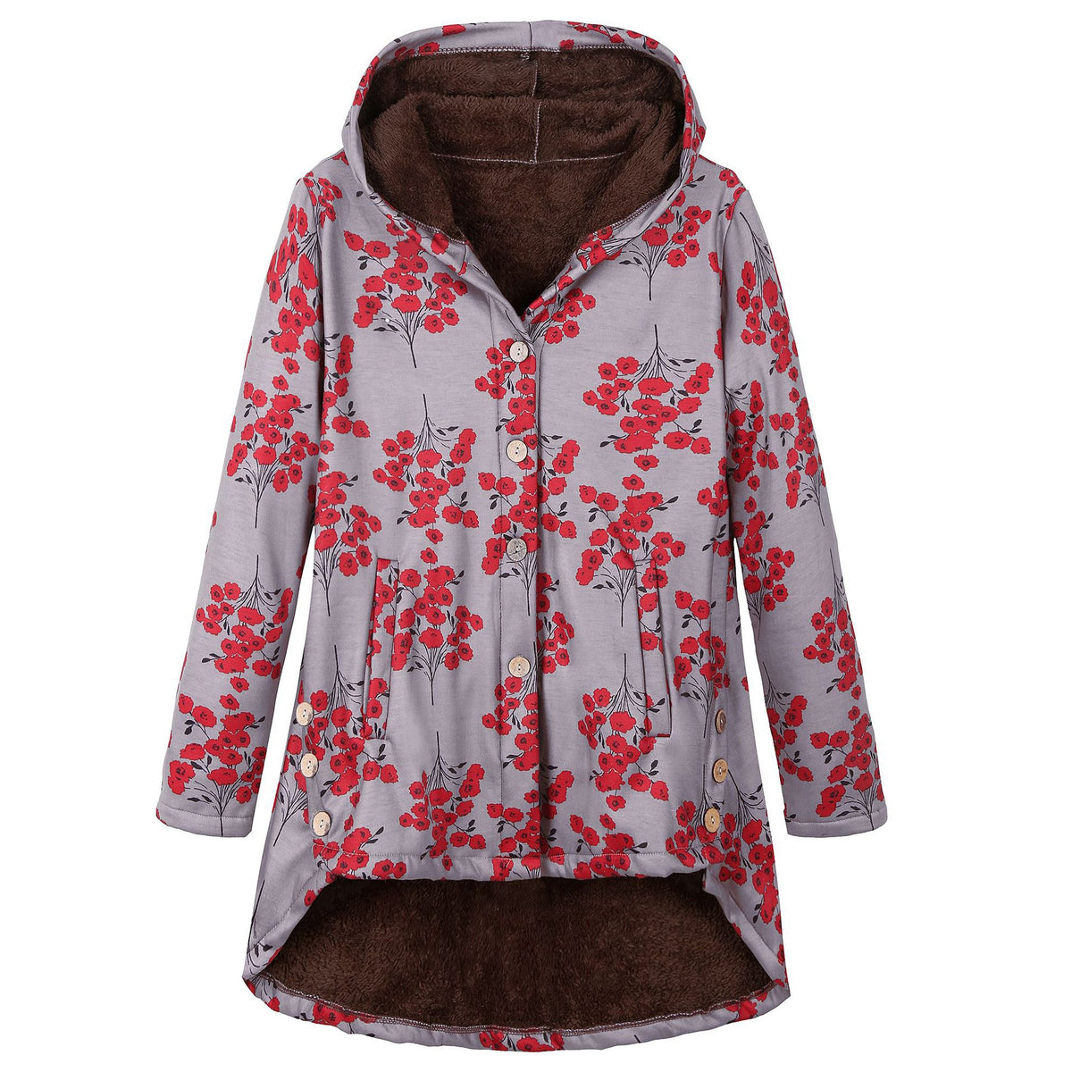 Amazon Women's European and American Button Plush Top Irregular Fashion Brand Thickened Composite Mid-length Cotton Jacket 9953