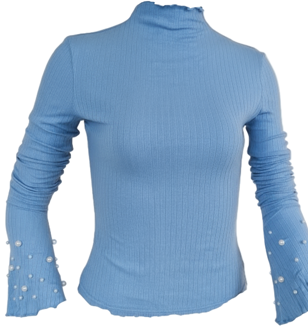 Comfortable Long Sleeve Stretchy Soft T‑Shirt with Exquisite Beading – Women's Casual Tee NZ | Strylez Virtual Try-On