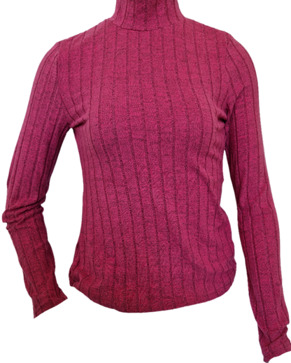 Cozy Elegance: Pink Long Sleeve High Neck Top