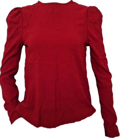 Playful and stylish red puff long sleeve top
