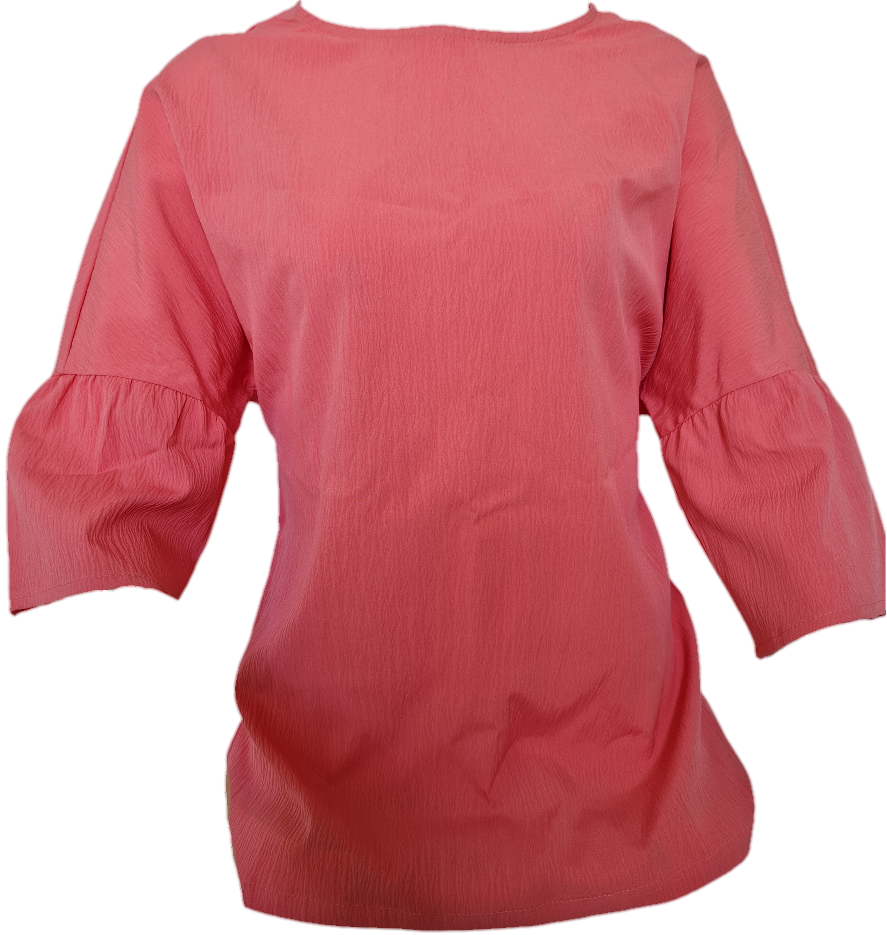 Solid Flare Sleeve Blouse in stunning watermelon pink