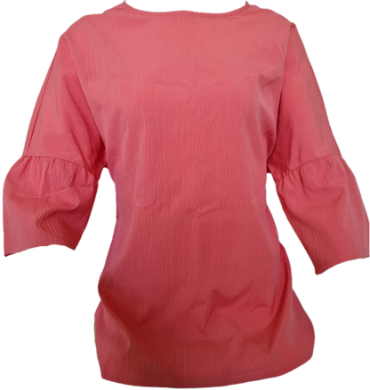 Solid Flare Sleeve Blouse in stunning watermelon pink