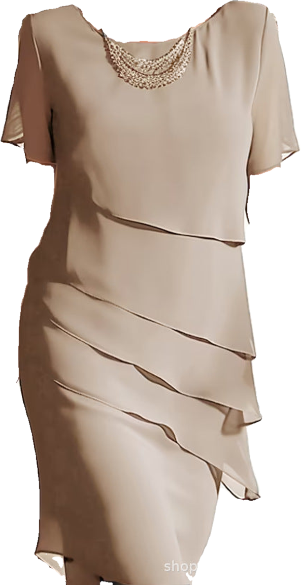 European and American Cross-Border Amazon Wish Export Women's Pure Color Short-Sleeved Glitter Ruffled Round Collar Casual Dress (Preprocessed)