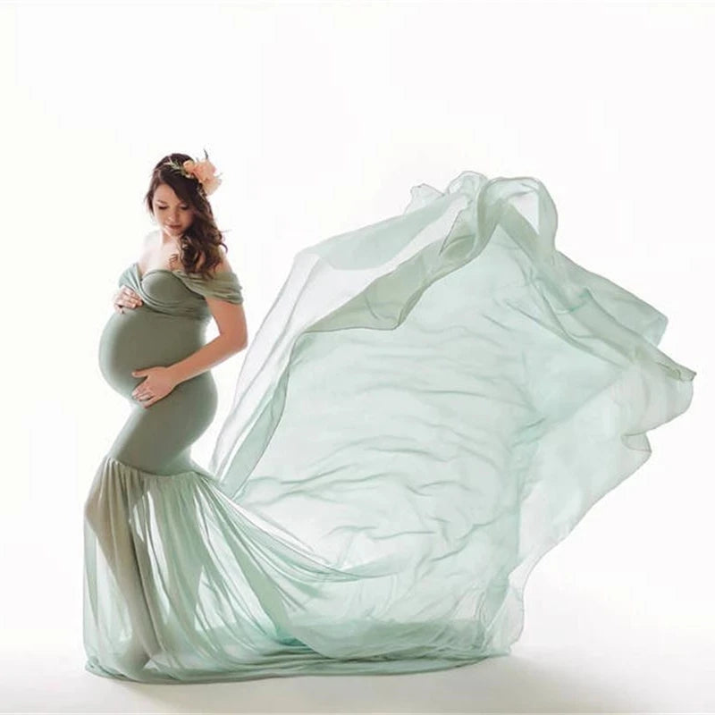 Long Maternity Photography Props Pregnancy Dress For Photo Shooting Off Shoulder Pregnant Dresses For Women Maxi Maternity Gown