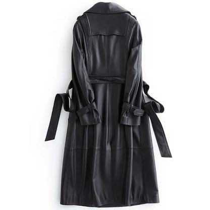 Experience luxury and style with the Lautaro Autumn Black Leather Trench Coat - see how it fits you before buying!