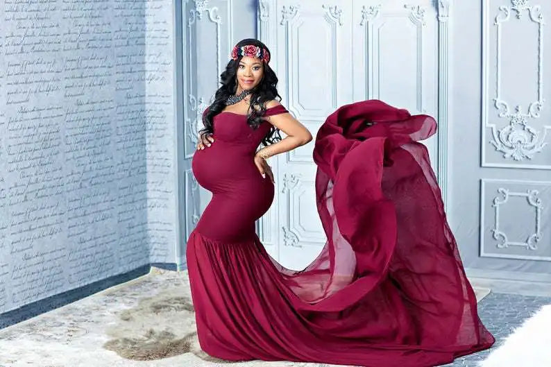 Long Maternity Photography Props Pregnancy Dress For Photo Shooting Off Shoulder Pregnant Dresses For Women Maxi Maternity Gown