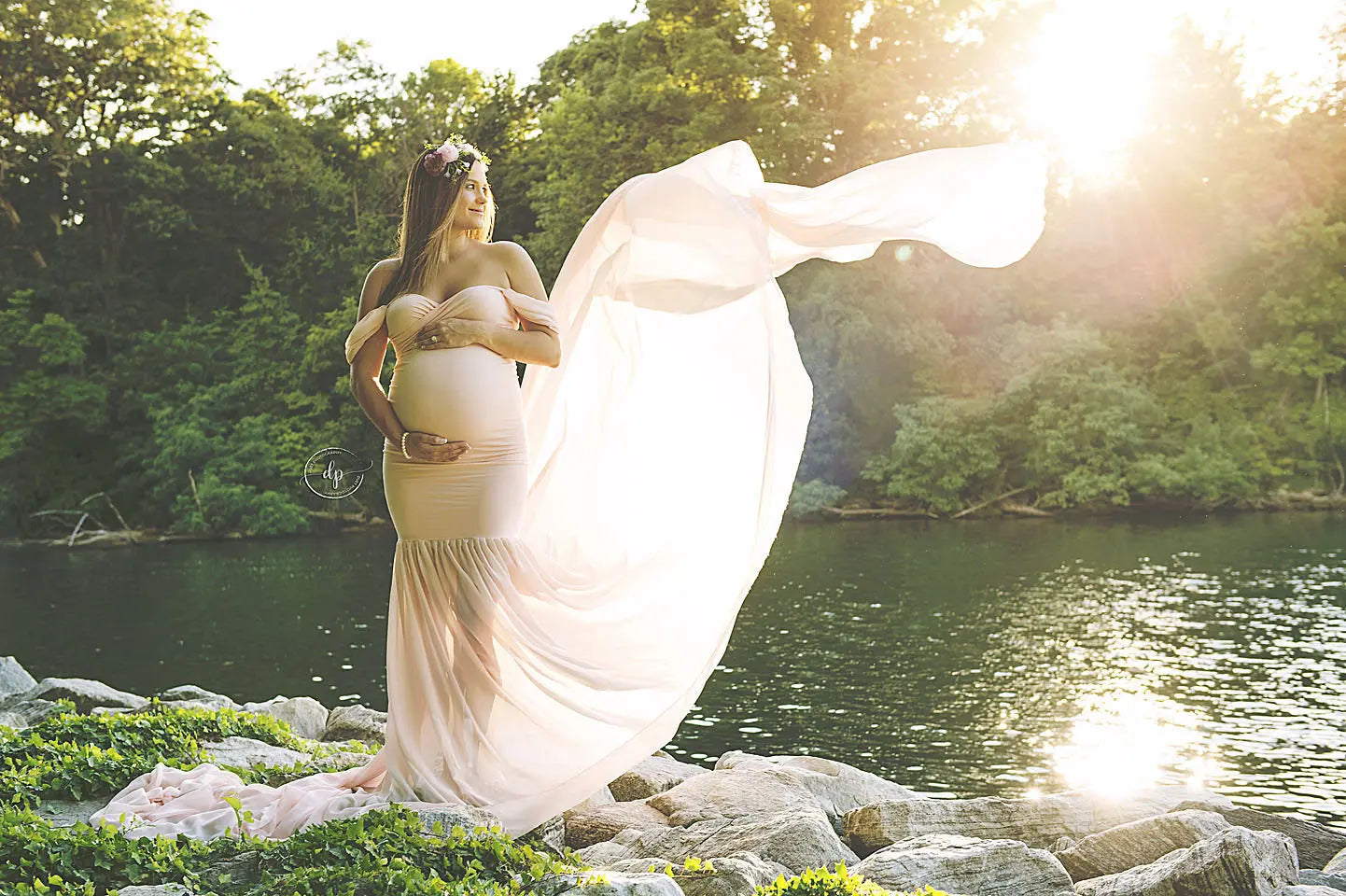 Long Maternity Photography Props Pregnancy Dress For Photo Shooting Off Shoulder Pregnant Dresses For Women Maxi Maternity Gown