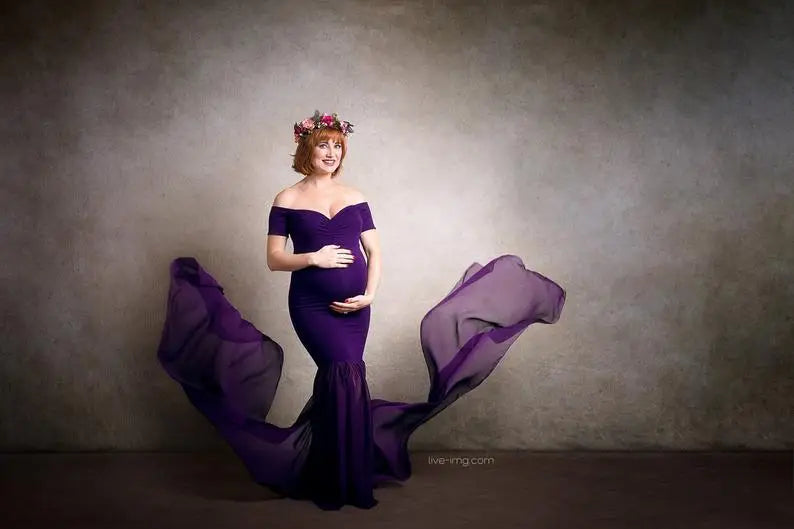 Long Maternity Photography Props Pregnancy Dress For Photo Shooting Off Shoulder Pregnant Dresses For Women Maxi Maternity Gown