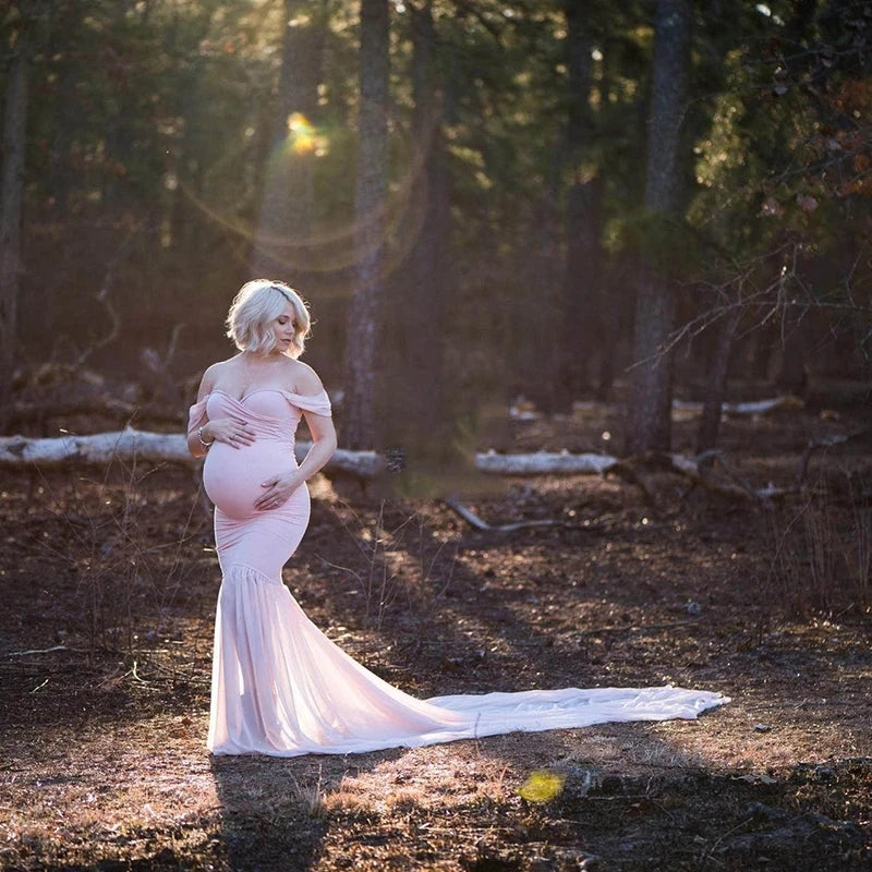 Long Maternity Photography Props Pregnancy Dress For Photo Shooting Off Shoulder Pregnant Dresses For Women Maxi Maternity Gown