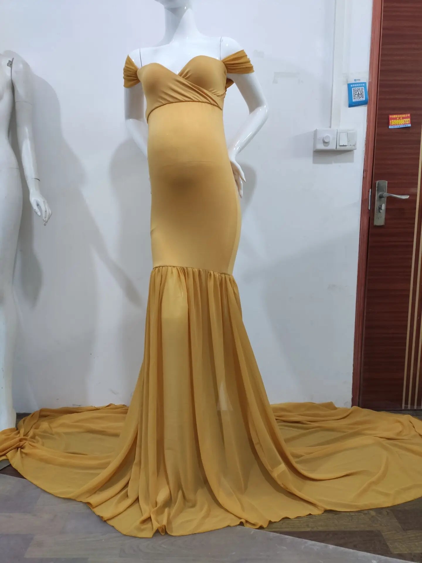 Long Maternity Photography Props Pregnancy Dress For Photo Shooting Off Shoulder Pregnant Dresses For Women Maxi Maternity Gown