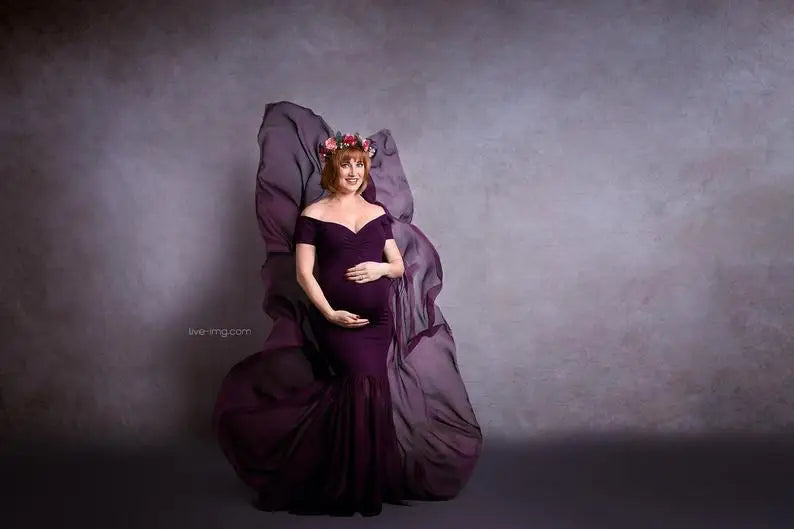 Long Maternity Photography Props Pregnancy Dress For Photo Shooting Off Shoulder Pregnant Dresses For Women Maxi Maternity Gown