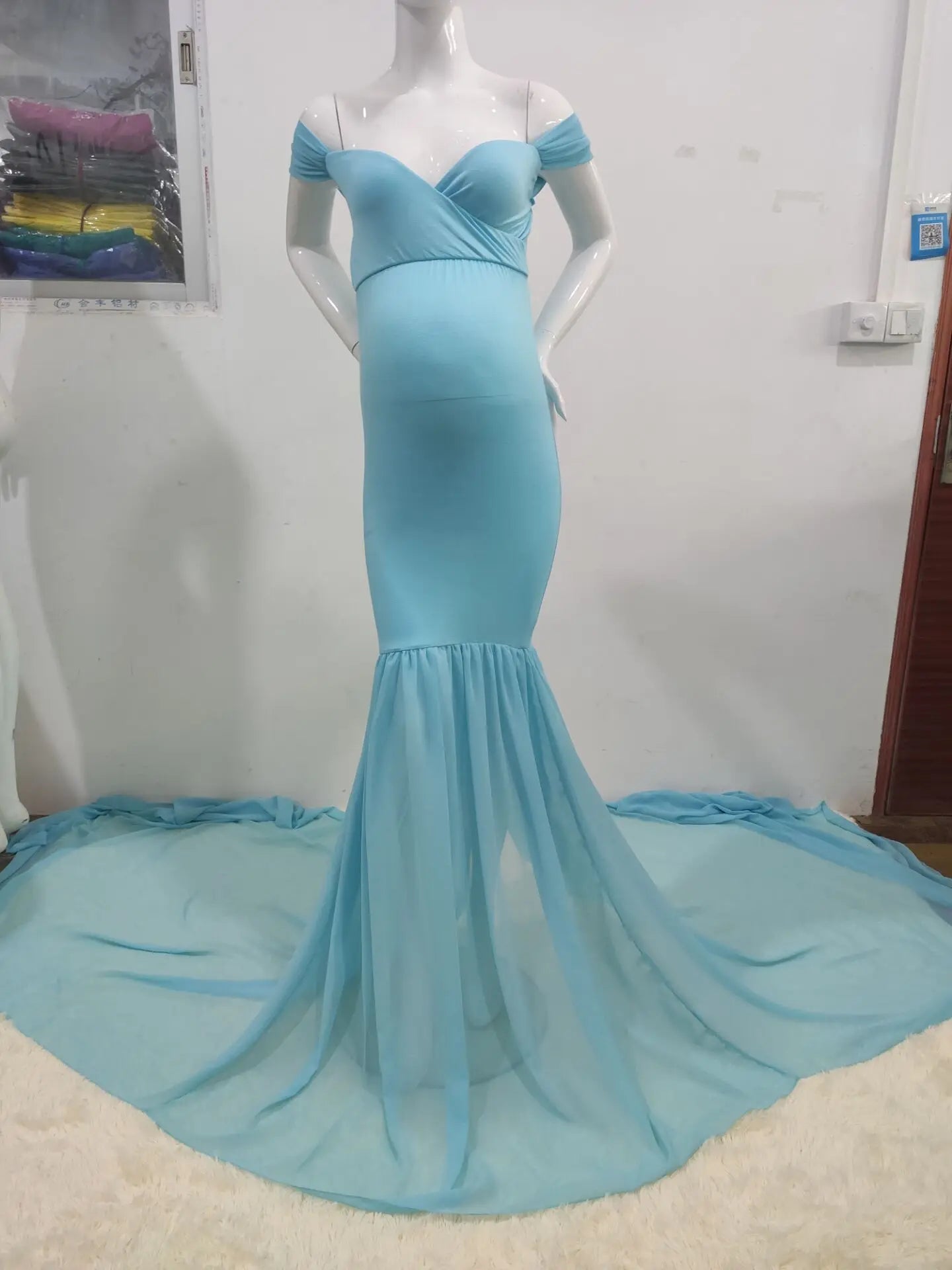 Long Maternity Photography Props Pregnancy Dress For Photo Shooting Off Shoulder Pregnant Dresses For Women Maxi Maternity Gown