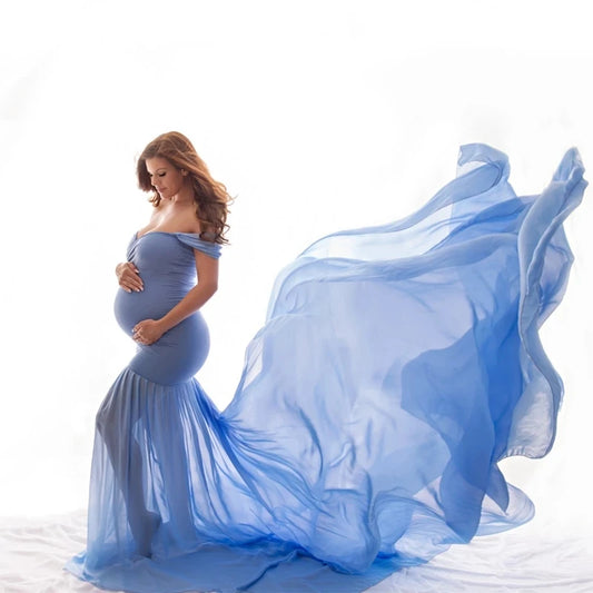 Long Maternity Photography Props Pregnancy Dress For Photo Shooting Off Shoulder Pregnant Dresses For Women Maxi Maternity Gown