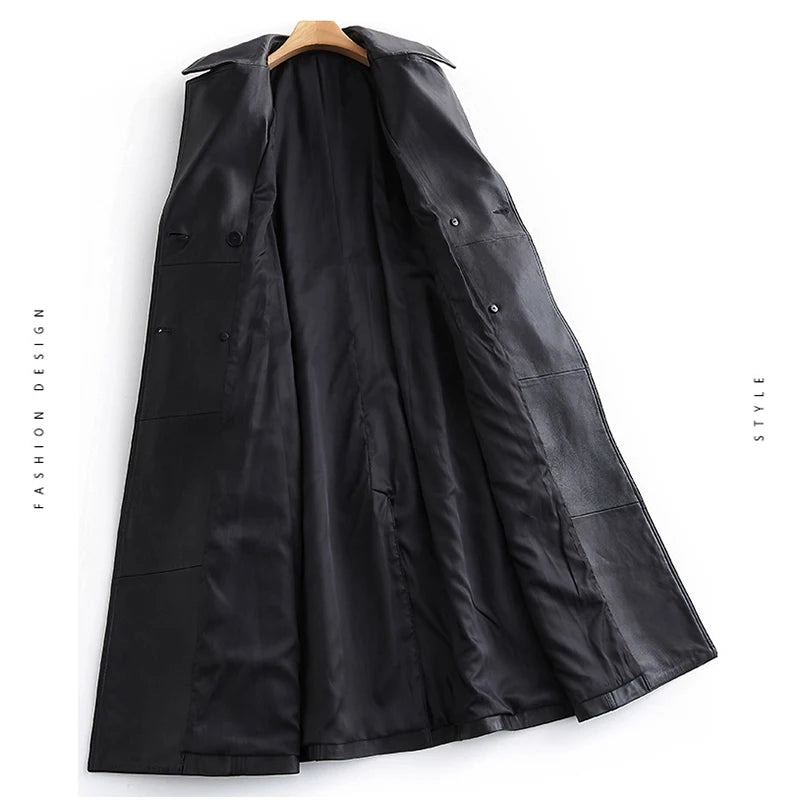Lautaro Autumn Black Leather Trench Coat – Luxury NZ Men’s Coat | Strylez Virtual Try-On App to Buy Online in NZ