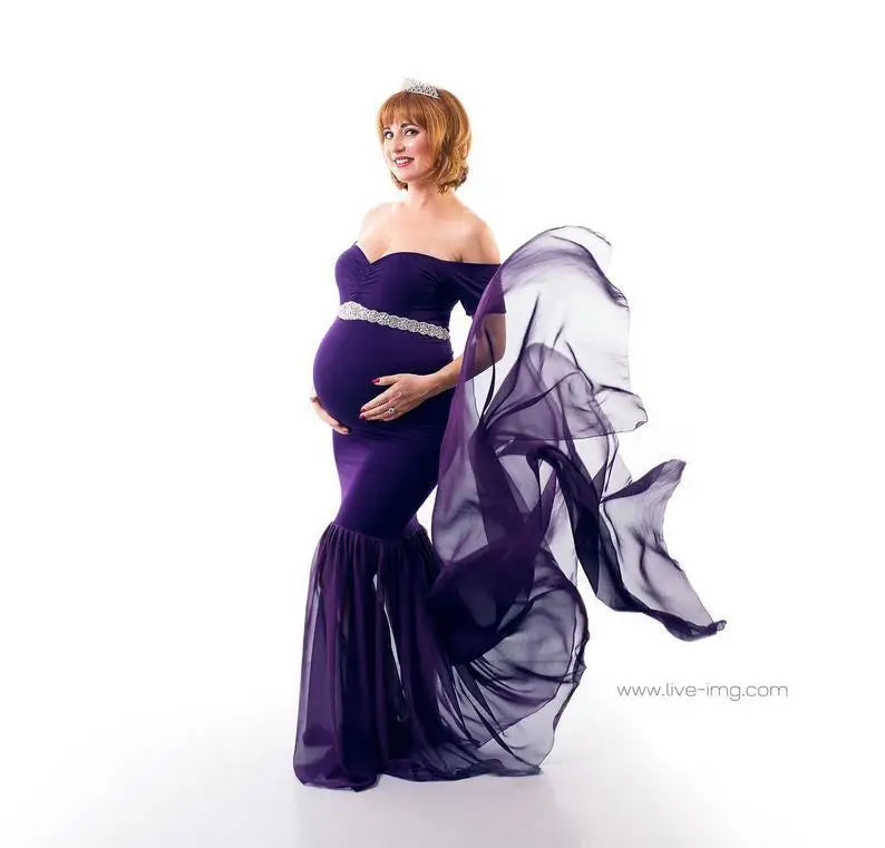 Long Maternity Photography Props Pregnancy Dress For Photo Shooting Off Shoulder Pregnant Dresses For Women Maxi Maternity Gown
