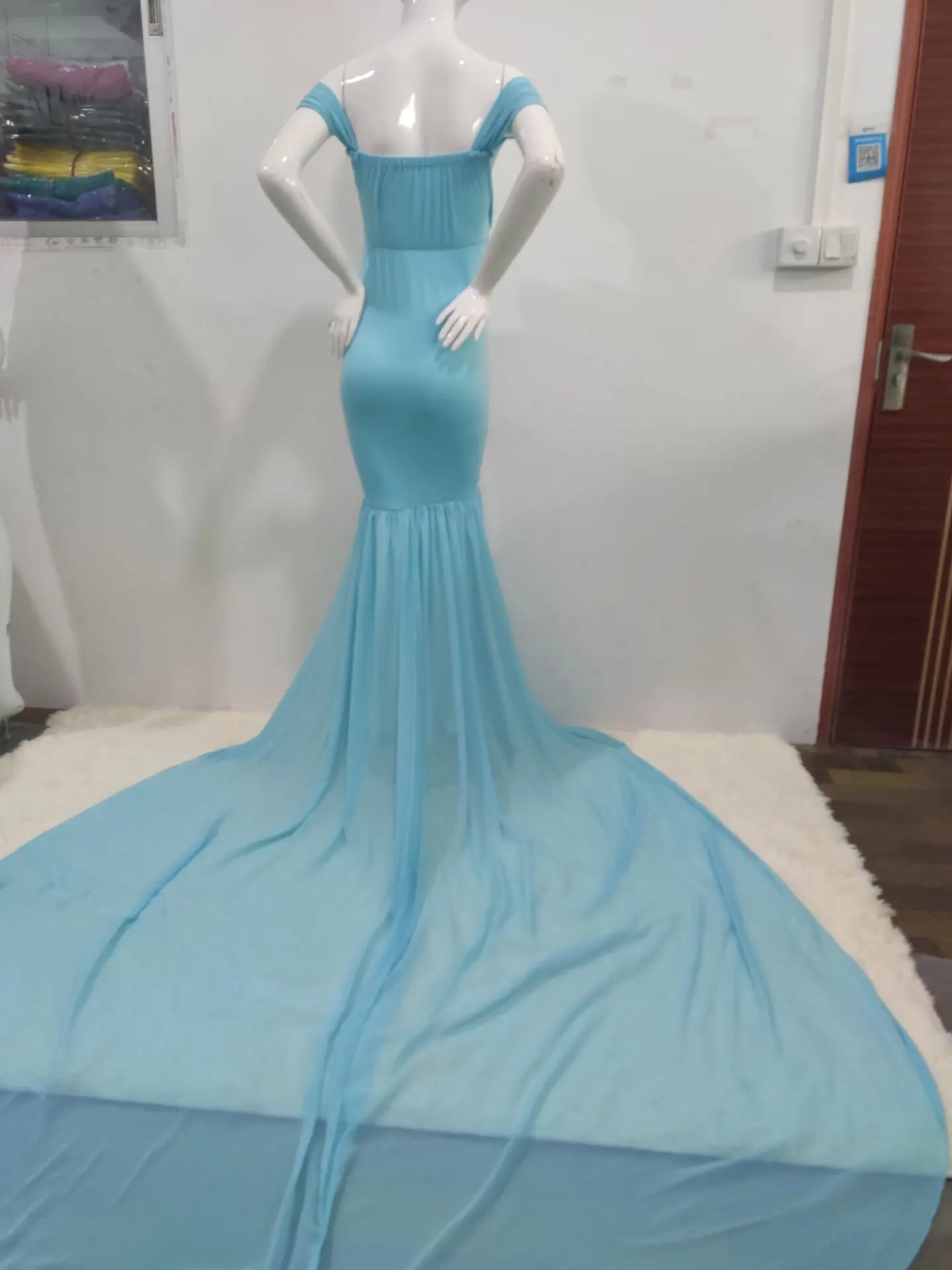 Long Maternity Photography Props Pregnancy Dress For Photo Shooting Off Shoulder Pregnant Dresses For Women Maxi Maternity Gown