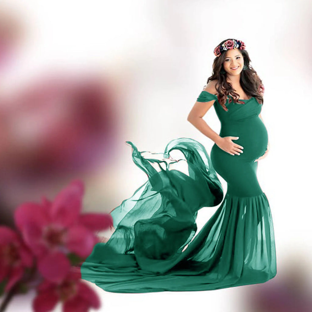 Long Maternity Photography Props Pregnancy Dress For Photo Shooting Off Shoulder Pregnant Dresses For Women Maxi Maternity Gown