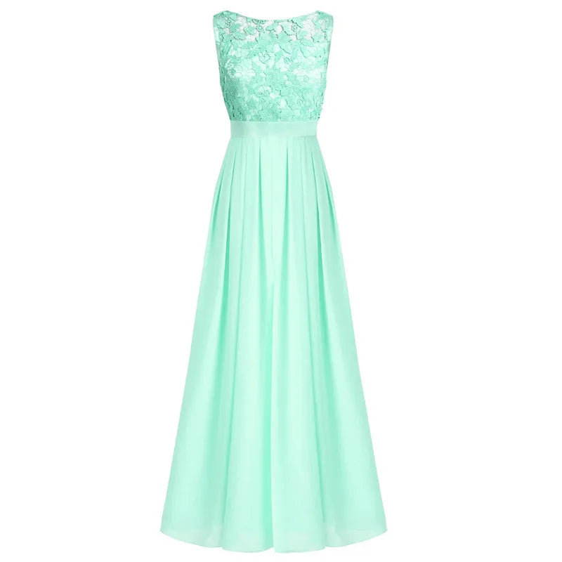 Wedding Party Dress Women Ladies Vestido De Fiesta Lace Embroidered Chiffon Bridesmaid Dresse Vening Pageant Formal Long Dress