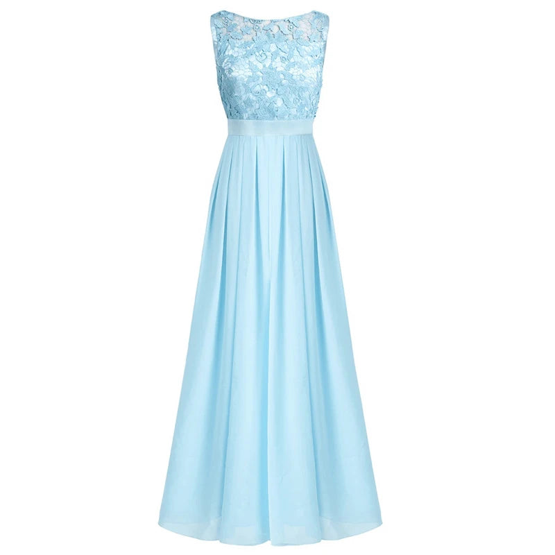 Wedding Party Dress Women Ladies Vestido De Fiesta Lace Embroidered Chiffon Bridesmaid Dresse Vening Pageant Formal Long Dress