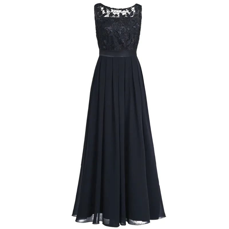 Wedding Party Dress Women Ladies Vestido De Fiesta Lace Embroidered Chiffon Bridesmaid Dresse Vening Pageant Formal Long Dress