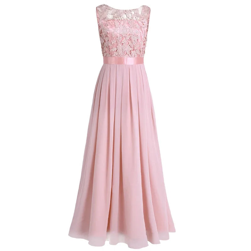 Wedding Party Dress Women Ladies Vestido De Fiesta Lace Embroidered Chiffon Bridesmaid Dresse Vening Pageant Formal Long Dress