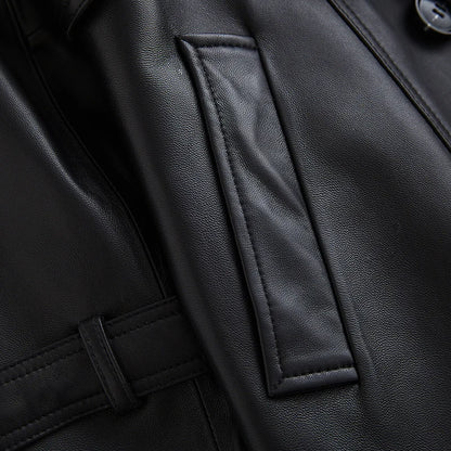Experience luxury and style with the Lautaro Autumn Black Leather Trench Coat - see how it fits you before buying!