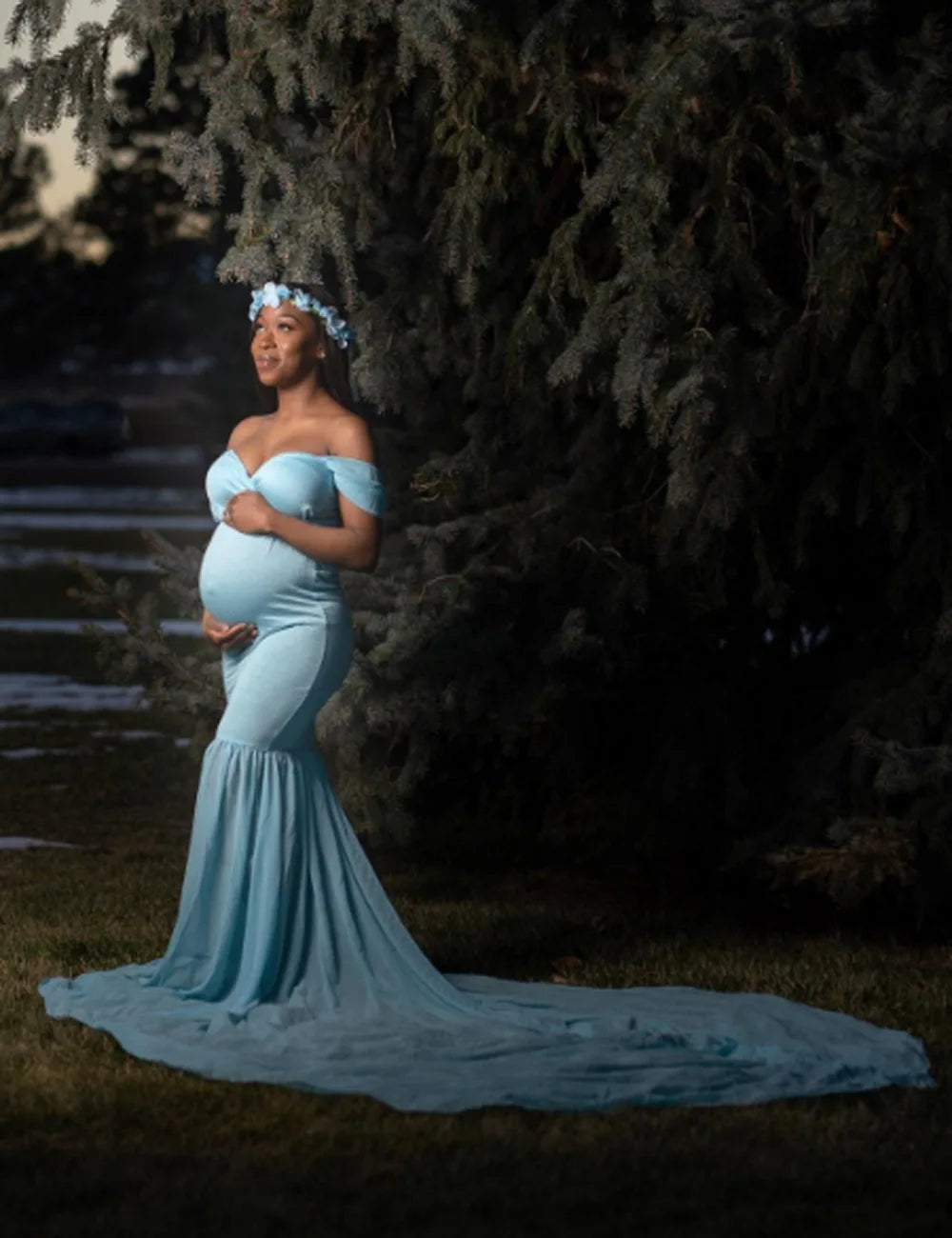Long Maternity Photography Props Pregnancy Dress For Photo Shooting Off Shoulder Pregnant Dresses For Women Maxi Maternity Gown
