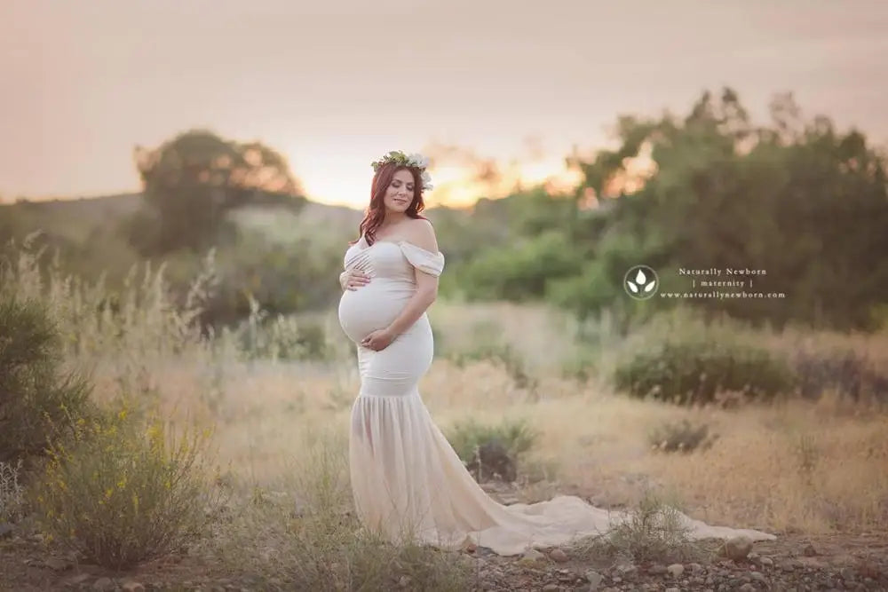 Long Maternity Photography Props Pregnancy Dress For Photo Shooting Off Shoulder Pregnant Dresses For Women Maxi Maternity Gown