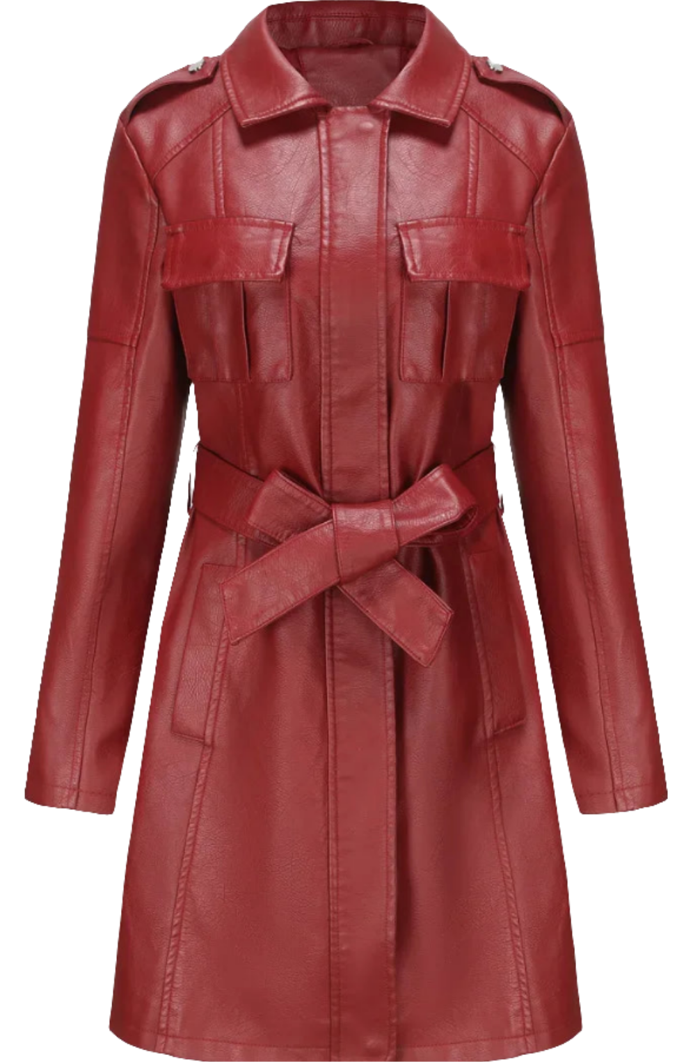 Slim Fit Faux Leather Trench Coat – See It on You with Virtual Try-On before You Buy!