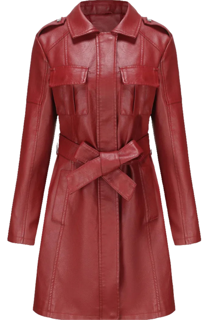 Slim Fit Faux Leather Trench Coat – See It on You with Virtual Try-On before You Buy!