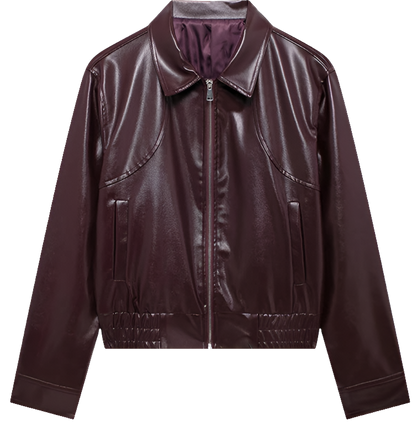 Discover Your Perfect Style! Try the Red PU Bomber Jacket Now with Our Virtual Try-On App!