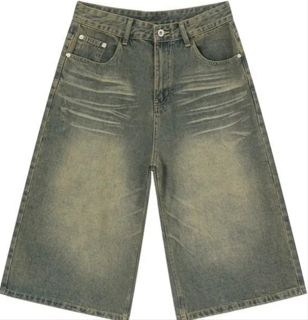 Y2K Retro Baggy Jeans – Loose, Cropped, Hip Hop Streetwear for Men & Unisex