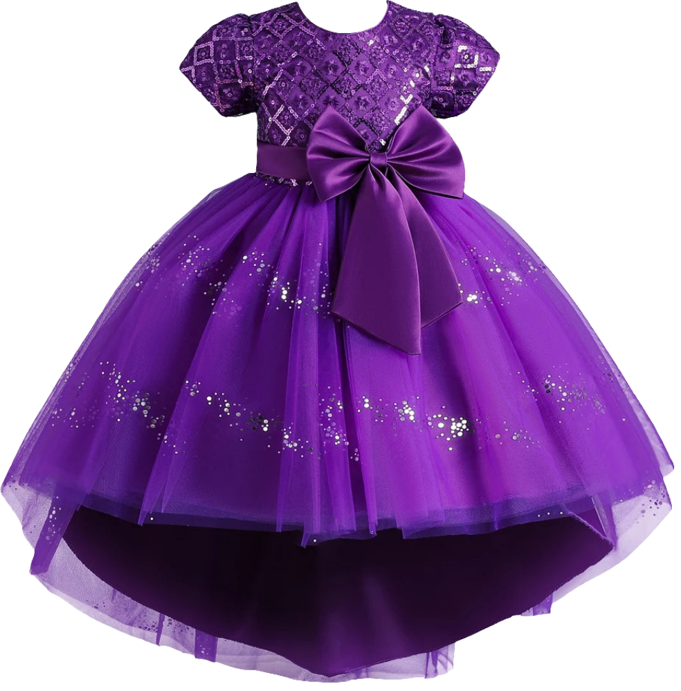 Purple Princess Dress with Sparkly Sleeves | Kids Party Dress New Zealand | Strylez App Virtual Try-On