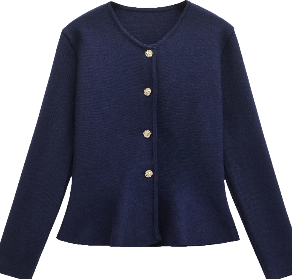 TRAF Women's Button-Up Short-Hem Cardigan - Casual Autumn Knit Sweater | New Zealand Strylez Virtual Try-On