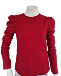 Playful Red Puff Sleeve Long Sleeve Top - Women’s Blouse New Zealand | Strylez Virtual Try-On