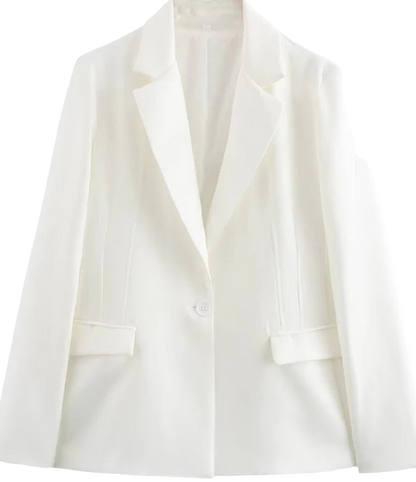 Try on Aoaiiys White Blazers for Women virtually! Elegant, single-button autumn-winter jackets with pockets—your new go-to fashion essential.