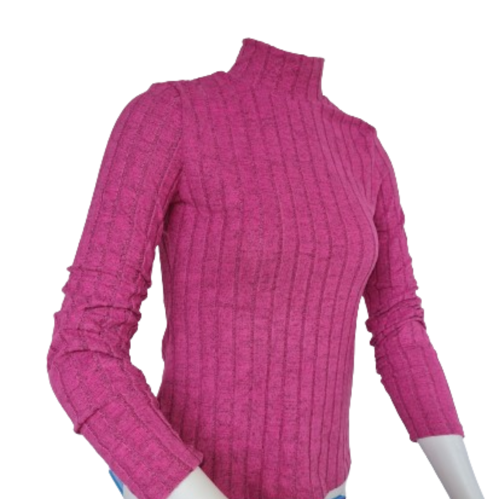 Cozy Pink Long Sleeve High-Neck Top | Women's Knit Top New Zealand | Strylez Virtual Try-On