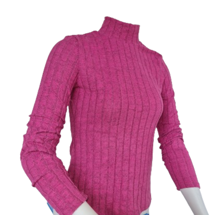 Cozy Elegance: Pink Long Sleeve High Neck Top